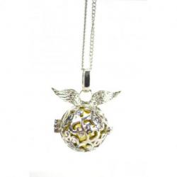 Collier fantaisie avec Bola de grossesse "Ailes d'Ange" en métal argenté