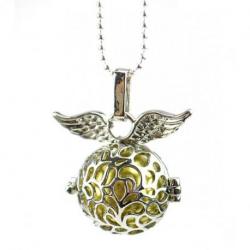 Collier fantaisie Bola de grossesse "Ailes d'Ange" en métal argenté