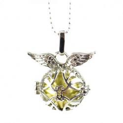 Collier fantaisie anti-stress Bola de grossesse "Ailes d'Ange" - métal argenté
