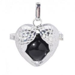 Bola de grossesse Forme coeur en ailes d'Ange avec chaîne en métal argenté