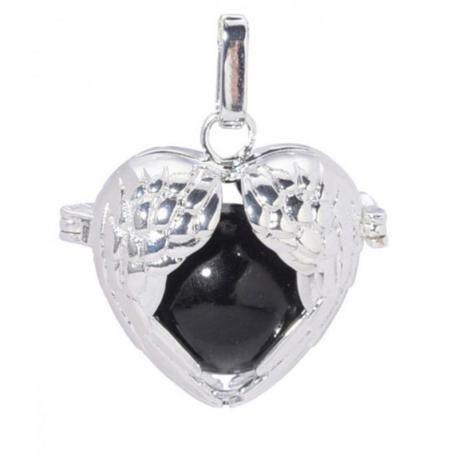 Bola de grossesse Forme coeur en ailes d'Ange avec chaîne en métal argenté