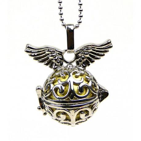 Bola de grossesse "Ailes d'Ange" en métal argenté Collier fantaisie