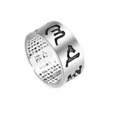 Bague homme / femme en cuivre blanc gravé "Om Mani Padme Hum"