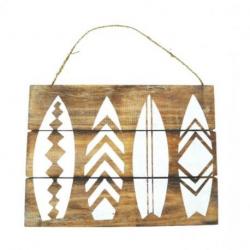 Plaque Déco Murale en Bois motif Planche de Surf 40x30cm