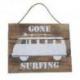 Plaque Murale / Plaque de Porte en Bois motif Van de Surfeur 30x23cm