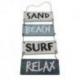 Décoration Murale à Suspendre Style Bord de Mer "Sand, Beach, Surf, Relax" 53x20cm