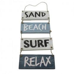 Décoration Murale à Suspendre Style Bord de Mer "Sand, Beach, Surf, Relax" 53x20cm