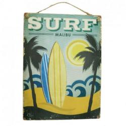 Plaque murale en bois "Surf Malibu" 40x30cm