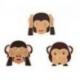 Pin's Les 3 singes de la sagesse. Broche dorée