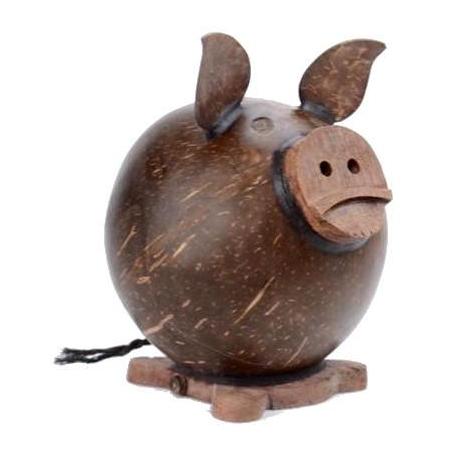 Tirelire Cochon en noix de coco
