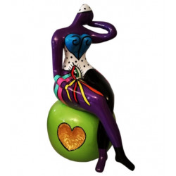 Sculpture Happy pop sur pomme, signée, tirage limité 100 exemplaires, hauteur 42cm, largeur 23cm