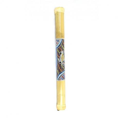 Rainstick 60cm, bâton de pluie en bambou, décor peint à la main