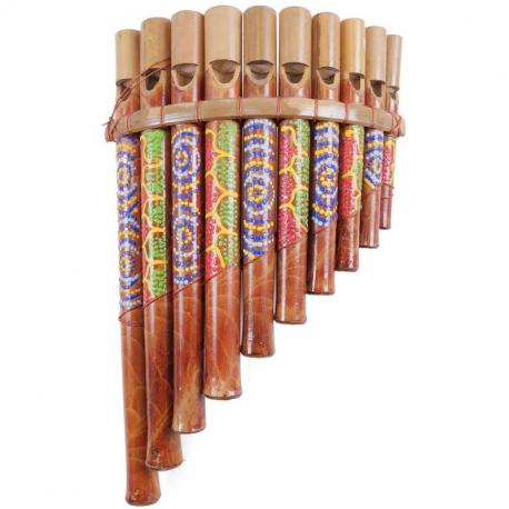 Flûte de Pan 10 tubes en bambou - Décoration style aborigène de fabrication traditionnelle
