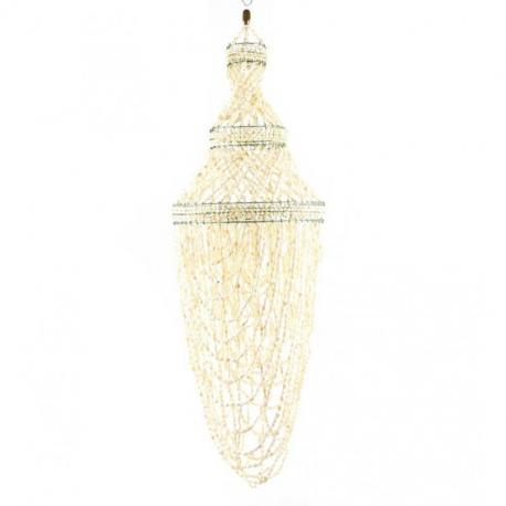 Suspension en véritables coquillages cauris blancs 80cm
