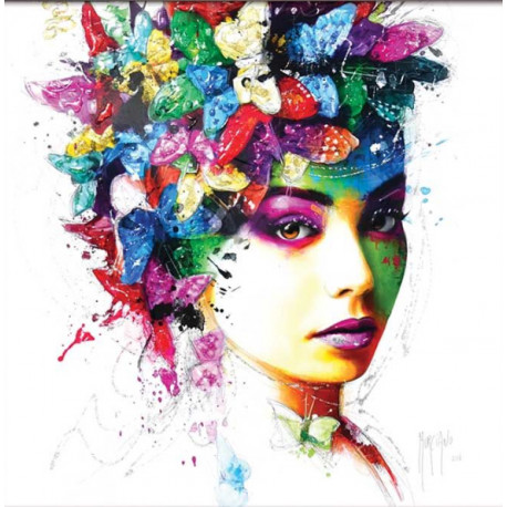 Tableau encadré Murciano, Femme aux papillons, 81x81cm avec encadrement