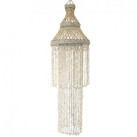 Suspension en véritables coquillages cauris blancs 110cm