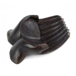 Vide-poche mains ou présentoir à cartes de visite en bois sculpté | Teinte "Chocolat"