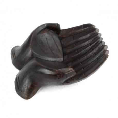 Vide-poche mains ou présentoir à cartes de visite en bois sculpté | Teinte "Chocolat"
