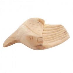 Sculpture Mains en bois. Vide-poche / présentoir à cartes de visite. Finition brute.