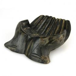 Sculpture Mains en bois. Vide-poche / présentoir à cartes de visite. Finition "noir vintage"