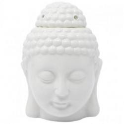 Brule parfum tete de Bouddha Zen en ceramique artisanale blanche