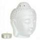 Brule parfum tete de Bouddha Zen en ceramique artisanale blanche