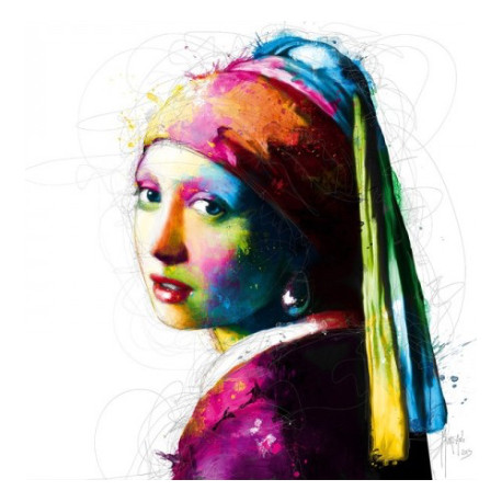 Tableau encadré Murciano, La jeune fille à la perle, 81x81cm avec encadrement