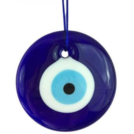 Œil turc / Œil bleu en verre ø4cm : Amulette Porte-Bonheur Œil turc / Œil bleu en verre ø4cm : Amulette Porte-Bonheur