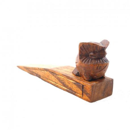 Bloque-porte hibou/chouette en bois teinté sculpté à la main