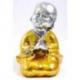 Bébés bouddhas : 3 statuettes en résine laquée or et argent 15cm
