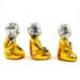 Bébés bouddhas : 3 statuettes en résine laquée or et argent 15cm