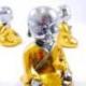Bébés bouddhas : 3 statuettes en résine laquée or et argent 15cm