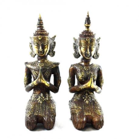 Statuettes Couple Rama et Sita en laiton 20cm. Divinités Hindoues