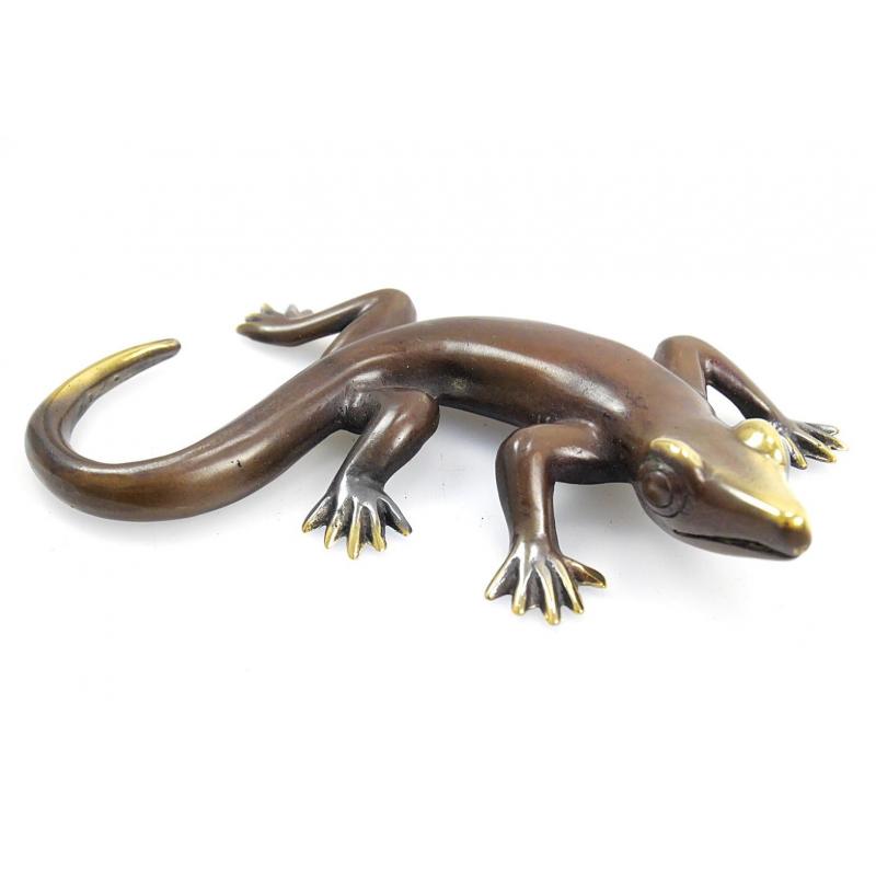 Salamandre gecko margouillat mural en bronze. Artisanat de Bali.