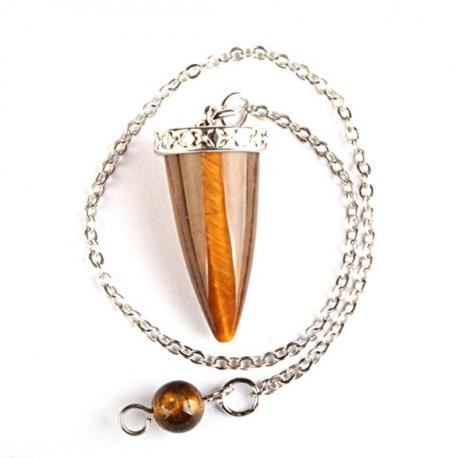 Pendule cône poli -  Oeil de tigre naturel