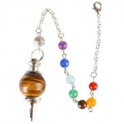 Pendule séphoroton en Oeil de tigre - 7 chakras