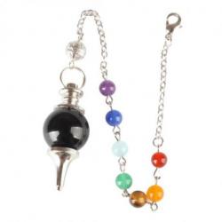 Pendule séphoroton en Onyx (Agate noire) - 7 chakras