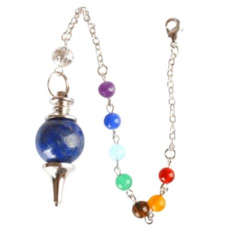Pendule séphoroton en Lapis Lazuli - 7 chakras Pendule séphoroton en Lapis Lazuli - 7 chakras