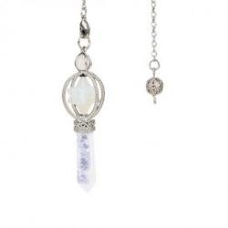 Pendule Merkaba en Opalite et pointe en Cristal de roche