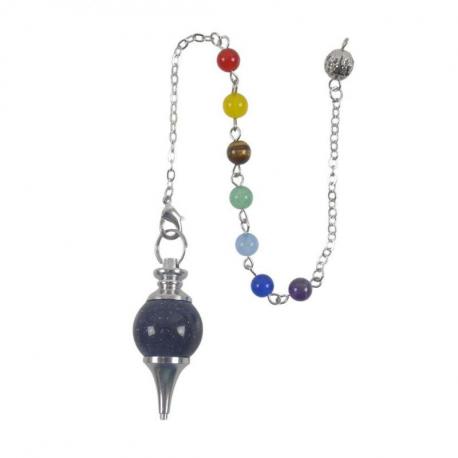 Pendule séphoroton en Pierre de Soleil bleu - 7 chakras Pendule séphoroton en Pierre de Soleil bleu - 7 chakras