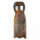 Masque Africain marron en bois peint et sculpté main style tribal 30cm