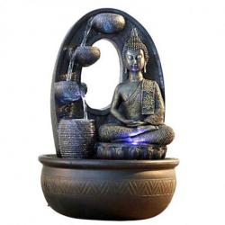 Grande fontaine d'intérieur Bouddha Harmonie 40cm à éclairages Led