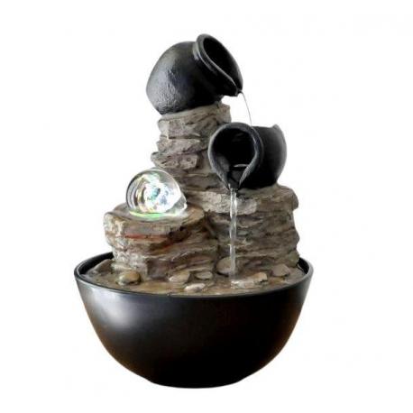 Fontaine d'intérieur "Verso" avec boule en verre et éclairage Led