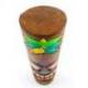 Totem Tiki cylindre 50cm en bois, motif Palmier coloré. Décoration maori