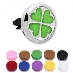 Diffuseur de parfum pour voiture à clipser + 10 buvards - Motif trêfle à 4 feuilles