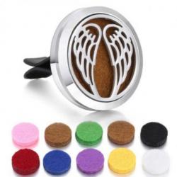 Diffuseur de parfum pour voiture à clipser + 10 buvards - Modèle Argenté Ailes d'Ange