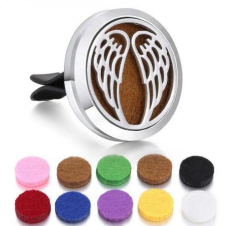 Diffuseur de parfum pour voiture à clipser + 10 buvards - Modèle Argenté Ailes d'Ange