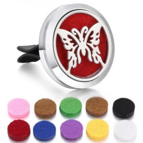 Diffuseur de parfum pour voiture à clipser + 10 buvards - Papillon Argenté