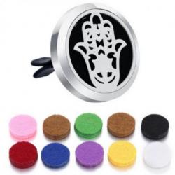 Diffuseur de parfum pour voiture à clipser + 10 buvards - Main de Fatma argentée