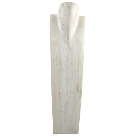 Déclassé - Présentoir spécial colliers longs 60cm buste en bois finition "blanc cérusé"